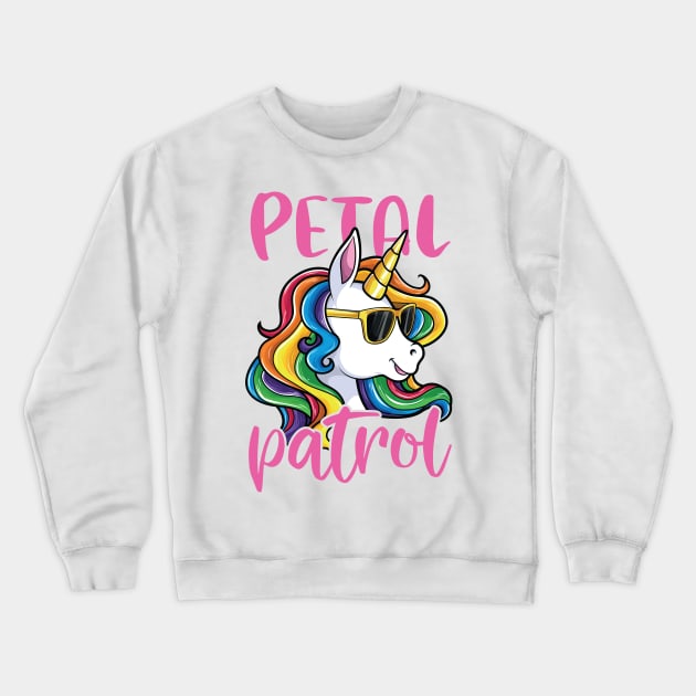 Flower Girl Shirt Wedding Unicorn Petal Patrol Crewneck Sweatshirt by Pennelli Studio